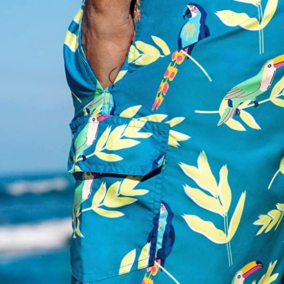 Men's Swimming Trunks with Comfortable Mesh Lining Drawstring Board Shorts NWT - Picture 5 of 6